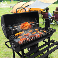 Grill de Luxe Portable Pliant en Acier Émaillé Chromé avec Grille de Cuisson, Barbecue à Charbon sur Chariot pour Extérieur, Qualité Supérieure