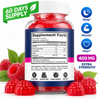 Gommes de glycinate de magnésium 400 mg pour hommes et femmes, saveur framboise, bisglycinate pour favoriser le sommeil et la relaxation, sans sucre