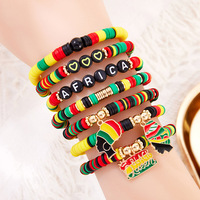 Pulseras del Mes de la Historia Negra de Juneteenth, Set de Pulseras Elásticas de Cuentas de Cerámica Suave, Joyería de Capas con Letras Afroamericanas Afro