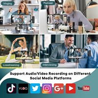 Microphone Lavalier Sans Fil Double 3-en-1 pour iPhone, Android et Appareil Photo, Micro Cravate Portable pour Diffusion en Direct, Vlog et Enregistrement Vidéo