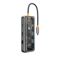 Hub USB WFYEAR USB 3.0 de 5-8 Puertos, Gigabit Ethernet, Puerto PD, Convertidor, Carga Inalámbrica de 15W 2.0, Compatible con Tarjetas SD 2.0