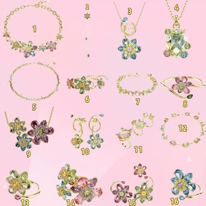 Set di Gioielli <span class=keywords><strong>con</strong></span> Fiori Color Zircone, Serie Candy, Set Raffinato di <span class=keywords><strong>Collana</strong></span>, Bracciale, Anello e Orecchini - Product Image 1