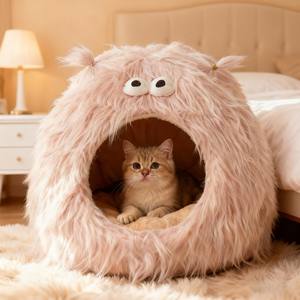 <span class=keywords><strong>Lit</strong></span> pour chat en peluche en forme <span class=keywords><strong>de</strong></span> monstre personnalisé en usine, nid pour animaux <span class=keywords><strong>de</strong></span> compagnie semi-fermé, mignon et chaud, antidérapant, pour petits chiens et chats - Product Image 3