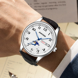 Montre pour homme en acier inoxydable, série Master Craftsman, phase de lune à quatre aiguilles, cadran à aiguilles, mouvement à quartz résistant à l'eau 30M - Product Image 5