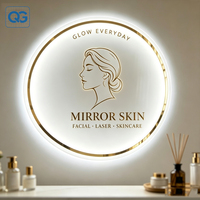 Enseigne en acrylique rétroéclairée 3D personnalisée, enseigne ronde avec logo LED, panneau mural intérieur, enseignes électroniques pour salon de coiffure, salon de manucure, institut de beauté