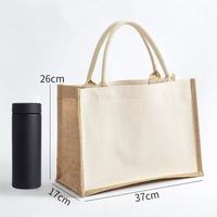 Sac fourre-tout en toile rétro imperméable portable avec longue corde de poignée en jute, personnalisable avec un logo imprimé par sublimation, pour femmes