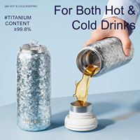 Bouteille d'eau en titane pur 280 ml, gourde isotherme pour boissons chaudes et froides, gobelet anti-fuite avec couvercle et infuseur pour les voyages
