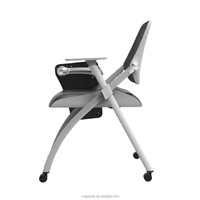 Grands BIFMA Chaise de bureau ergonomique pliable avec tablette d'écriture, en mousse moulée haute densité et maille, pour formation, conférence et bureau d'étude