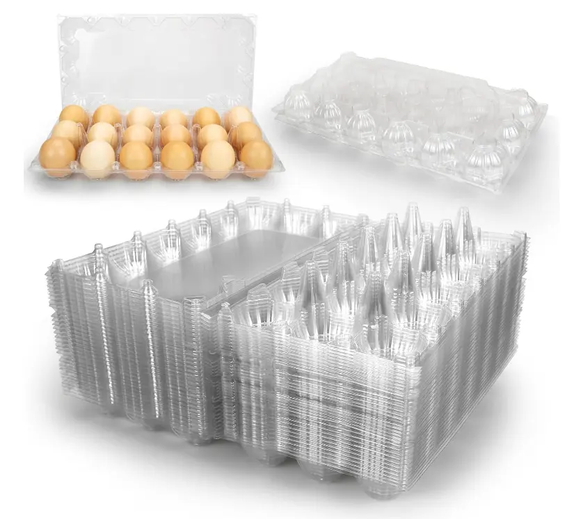 Karton telur kosong plastik bening untuk karton telur ayam dapat dipakai ulang untuk rumah pasar peternakan ayam tampilan baki telur plastik