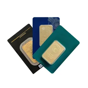 Barre de cuivre scellée plaquée or 1oz/2.5g/5g/10g/20g/50g/<span class=keywords><strong>100g</strong></span>, <span class=keywords><strong>lingot</strong></span> non magnétique, cadeau de Noël unique en or - Product Image 1