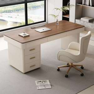 Walnut Solid Wood <b>Desk</b> Modern Minimalist Design With Drawer For Home Office <b>Study</b> Computer Workstation - Product Image 3