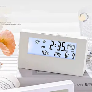 2024 LCD electronic clock hygrometer transparent For Home And Office Nice electronic digital display multi-function alarm cl