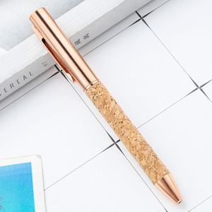 Rose Gold Twist Metal Ballpoint <b>Pen</b> With Natural Cork Grip Eco Friendly Sustainable Executive <b>Pen</b> Custom Logo - Product Image 2