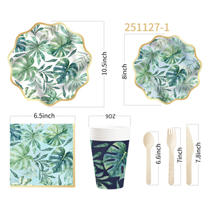 จานกระดาษลายดอกไม้ DAMI และชุดอุปกรณ์ปาร์ตี้พร้อมกระดาษเช็ดปาก ชุดภาชนะสำหรับงานเลี้ยงฤดูใบไม้ผลิ ฤดูร้อน ปิกนิก งานแต่งงาน วันเกิด งานเลี้ยงฉลองทารก - Product Image 5