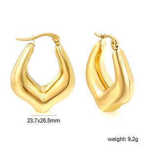 Pendientes de Aro Geométricos de Acero Inoxidable Chapados en Oro de 18k, Unisex, para Uso Diario - Product Image 4