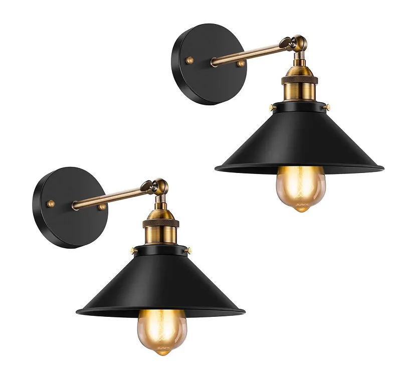 Black Gold Nordic European Vintage Lamps Wholesale Ceiling Lights Indoor Retro Led Wall Lamps
