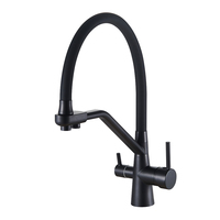 Grifo de Cocina SANIVITAL Moderno de Zinc y Latón con Acabado Níquel Cepillado, Flexible, de Doble Manija, para Montaje en Encimera
