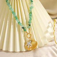 Collar SUMMLY con Colgante de Estrella de Mar y Perla, Chapado en Oro de 18K, Estilo Boho, con Piedra Natural Verde, Joyería para Mujer, Regalo