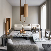 Ensemble d'appoint de table centrale en marbre noir design de salon Table basse de luxe moderne italienne en bois