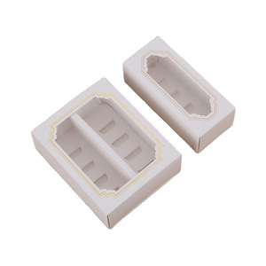 Custom holiday gift box transparent window bakery baked food packaging dessert tarts cookies snacks 4-6-9 holes macaron box
