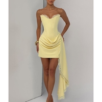 Robe Courte Bustier Femme en Dentelle Cils, Robe de Soirée Sexy pour Femme