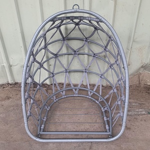 Fauteuil suspendu pliant en rotin pour balcon de jardin, chaise suspendue en osier avec support métallique - Product Image 5
