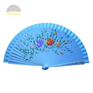 Elegante Abanico de Bambú Vintage para Boda, con Encaje Blanco y Borlas, Diseño Plegable Hecho a Mano, Técnica Pintada, Portátil - Product Image 1