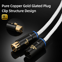 Câble audio de monitoring HIFI double XLR, 16 brins tressés OCC, plaqué argent avec fiche XLR plaquée or en cuivre pur pour haut-parleur