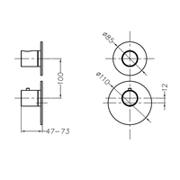 Ensemble de douche encastré en laiton brossé moderne avec mitigeur céramique à deux voies pour salle de bain