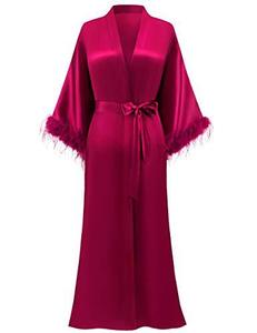 Vestaglia da Sposa di Alta Qualità con Piume Bianche, Abito Lungo in Raso con Piume per Compleanno e Feste - Product Image 4