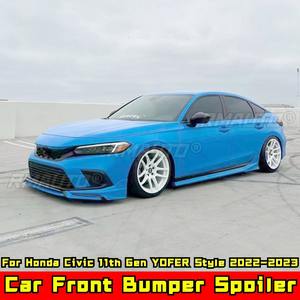 <b>For</b> Honda Civic 11th Gen 2022-2023 Body Kit Front Bumper <b>Diffuser</b> Matte Black YOFER Style Front Bumper Splitter <b>Car</b> Accessories - Product Image 2