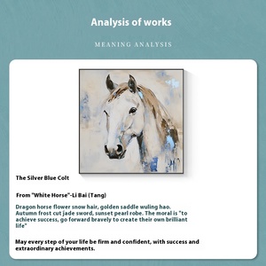 실버 블루 Baoju 사각 말 성공 빛 럭셔리 현대 스타일 손으로 그린 유화 레스토랑을위한 순수 다펜 마을 - Product Image 2