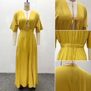 SH6520 <span class=keywords><strong>Abiti</strong></span> Estivi Trendy da Donna, Casual e Sexy con Scollo a V e Lacci, <span class=keywords><strong>Mezza</strong></span> <span class=keywords><strong>Manica</strong></span>, Tinta Unita, Vestiti <span class=keywords><strong>Lunghi</strong></span> da Donna, Abito Maxi - Product Image 6