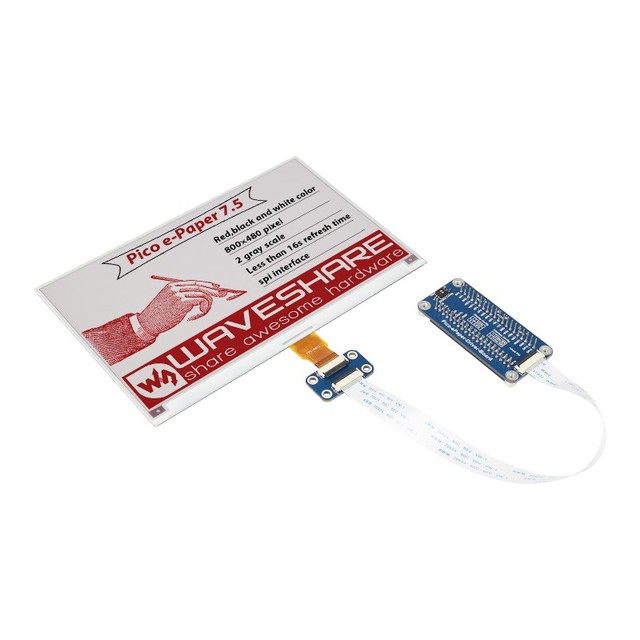 7.5inch E-Paper E-Ink Display Module (B) for Raspberry Pi Pico 800*480 Red / Black / White SPI Screen Support Custom