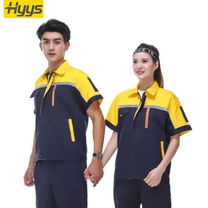 Wholesale Summer Custom logo work clothes Outdoor Construction Workwear Polyester cotton Short sleeve worker uniform