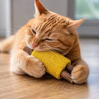 Jouet à mâcher pour animaux de compagnie en luffa naturel et bois de pomme, lot de 3 bâtonnets à mâcher pour le nettoyage dentaire des chats, des lapins et des petits animaux