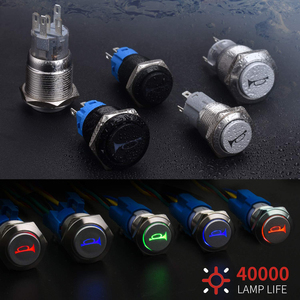 12V LED 10mm Pushbutton Switch Car Toy 2.4gp 19mmwatchntary Speaker Horn Pucar Accompanyt On/off Metal Novelty Gifts 5A/12V