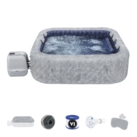 2025 NOUVELLE ARRIVÉE Bestway 6001Q OUTDOOR 230x71cm 4-6 carré gris marbre San Francisco économie d'énergie pulvérisation gonflable jacuzzi SPA