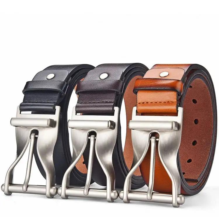 Professional best price available in stock custom men leather belt customize double pin brass belt buckle