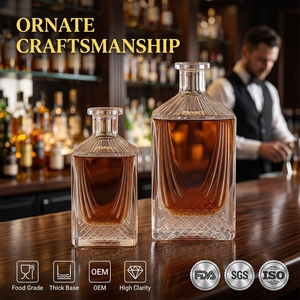 Bouteille de Luxe Solent en Verre Cannelé Carré pour Liqueurs, Whisky, Brandy, XO, <span class=keywords><strong>Spiritueux</strong></span> – Vente en Gros, Fournisseur d'Usine - Product Image 1
