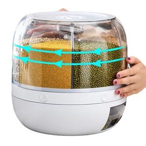 MJ food dispenser 6 grid rotating rice storage box measuring container kitchen