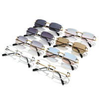 Lunettes de soleil de créateur 2026 UV400 en métal, style chariot de courses, avec logo, monture sans cerclage taillée diamant, lunettes de soleil tendance