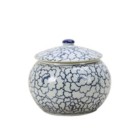 Nouvelle boîte-cadeau décorative en céramique bleue de style Art déco chinois de luxe, petite forme ronde/carrée, 10x10x7cm, édition anniversaire