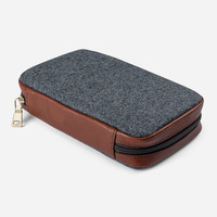 Étui de Voyage de Luxe en Cuir pour Cigares, Humidor Portable Fait Main Écologique avec Poche pour Briquet et Coque en Feutre de Laine