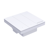 Aurton Aurton Interrupteur Tactile Intelligent 3 Voies LoRaWAN |   Fil électrique simple sans neutre requis |   Contrôle d'éclairage sans fil à installer en plus (retrofit)