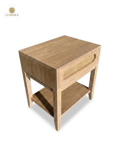 Nara <b>Bedside</b> Modern Solid Wood <b>Bedside</b> <b>Table</b> with <b>Rattan</b> Drawer Natural Oak Nightstand Minimalist Furniture Lumora - Product Image 4
