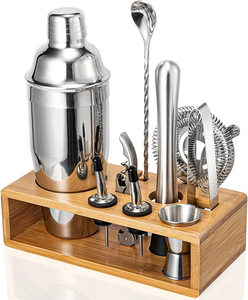 <span class=keywords><strong>Kit</strong></span> de barman mixologie en bambou ensemble de 11 pièces comprenant la fabrication de <span class=keywords><strong>cocktails</strong></span> en acier inoxydable avec support de bar et shaker Boston - Product Image 4
