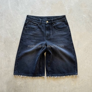 Fabricant de shorts en jean personnalisés, shorts en jean vintage délavés au soleil, shorts en jean brut vieilli, shorts en jean baggy déchirés - Product Image 1