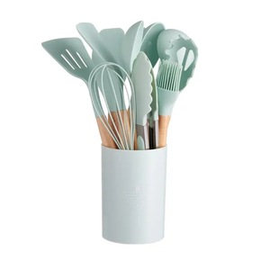 Heat Resistant <strong>Kitchen</strong> <strong>Utensils</strong> 12 Piece of Silicone Spatula Set Gadgets Tools with Holder Wood Handle Cooking <strong>Utensil</strong> Set - Product Image 2