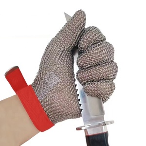 Gants de sécurité à cinq doigts en maille métallique en acier inoxydable pour cloison d'abattage - Product Image 1
